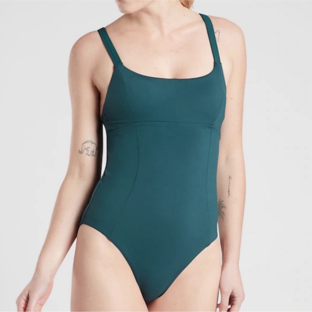 Athleta Teal Scoop-Neck One-Piece Swimsuit